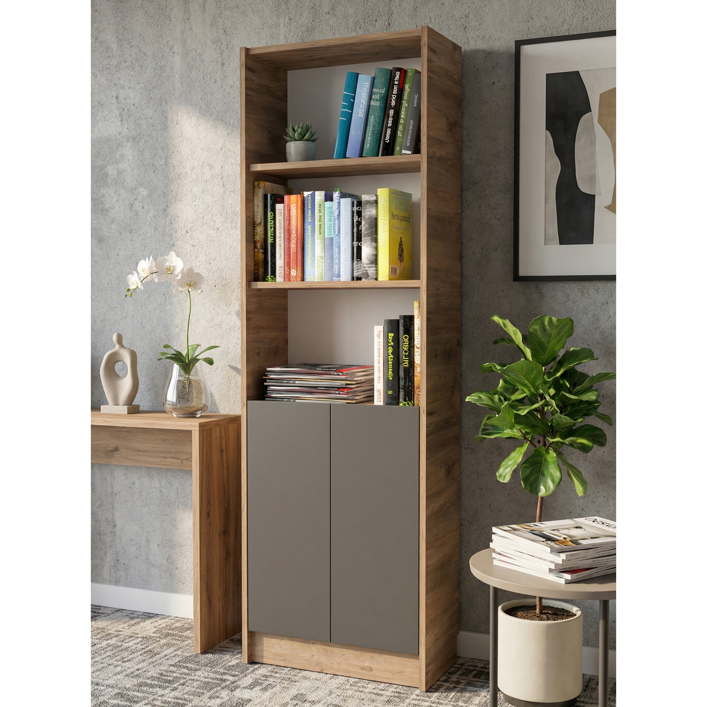 Flat56 Kitaplık Kütüphane  Çok Amaçlı Dolap