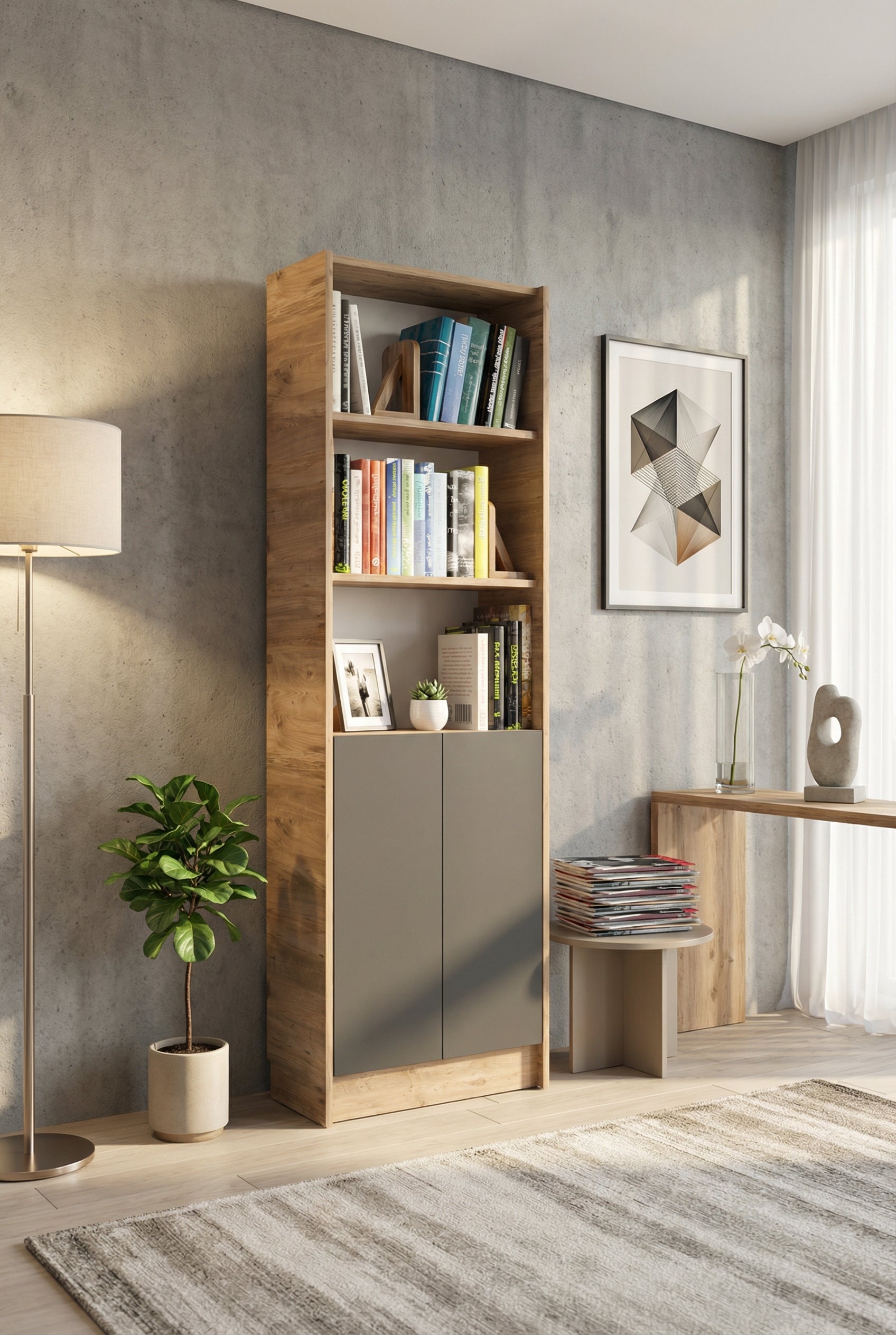 Flat56 Kitaplık Kütüphane  Çok Amaçlı Dolap