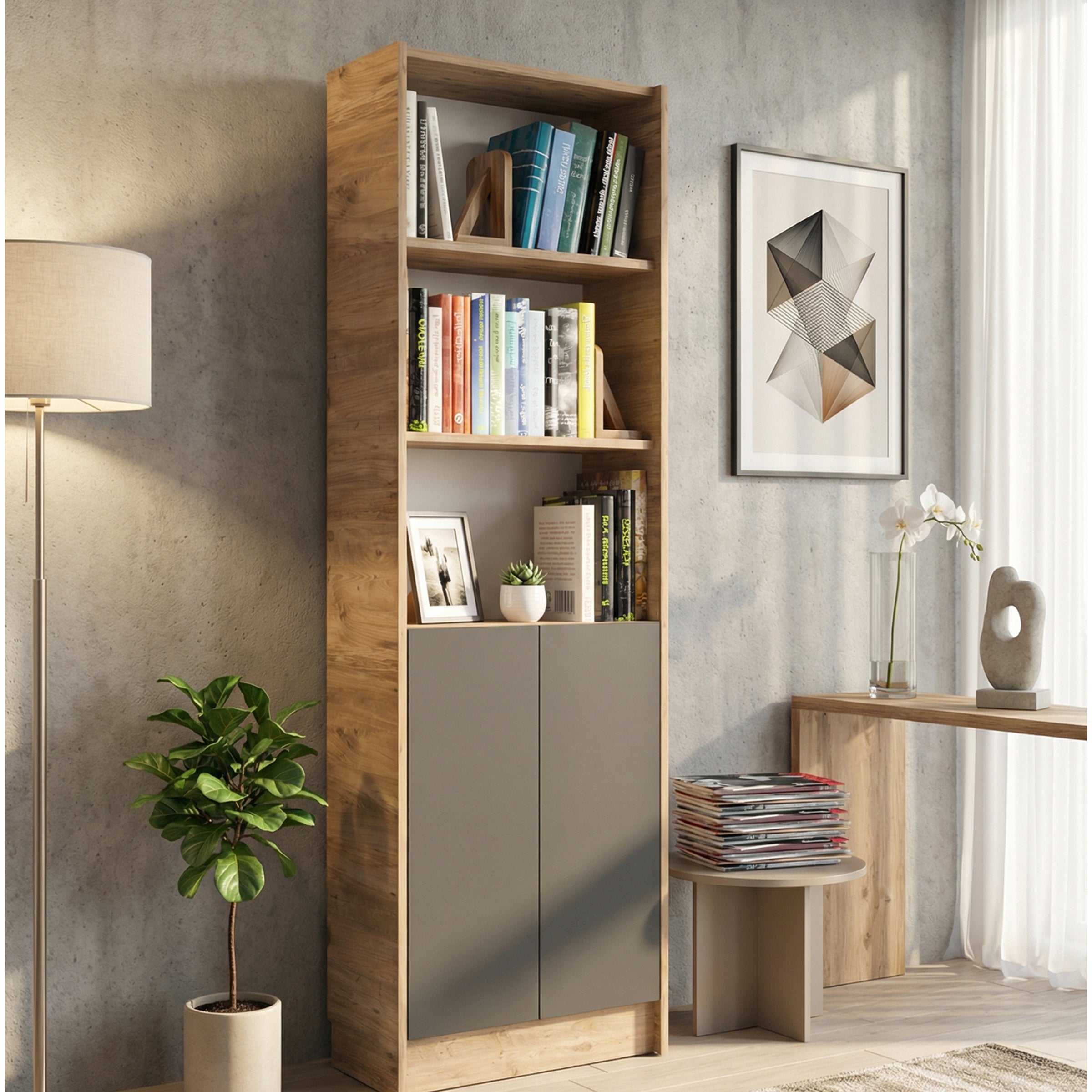 Flat56 Kitaplık Kütüphane  Çok Amaçlı Dolap