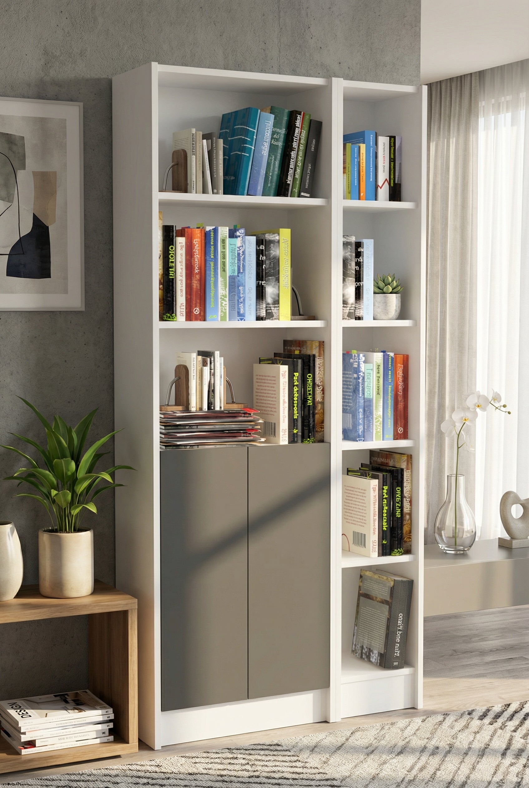 Flat85 Kitaplık Kütüphane Çok Amaçlı Dolap