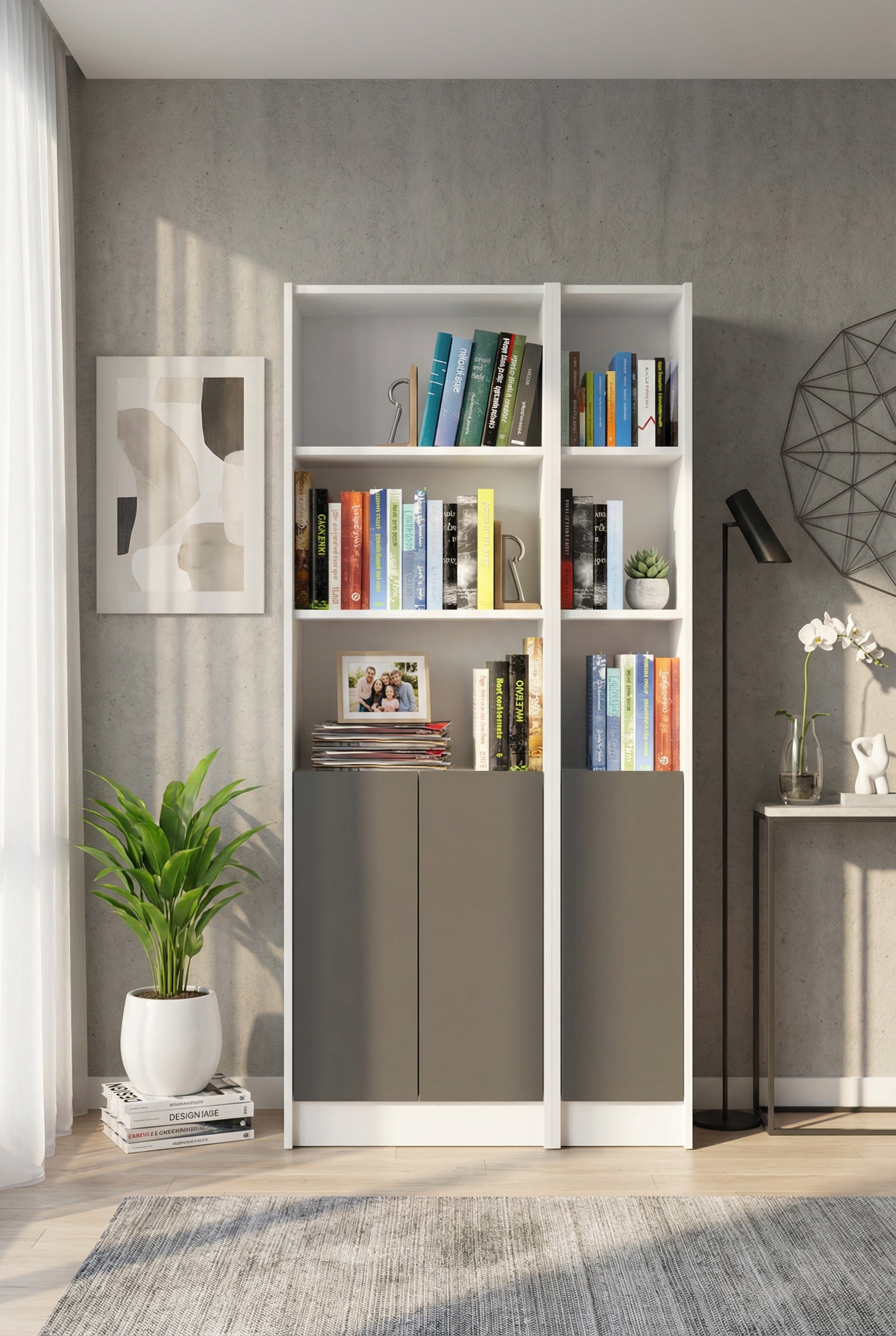 Flat85 Kitaplık Kütüphane Çok Amaçlı Dolap