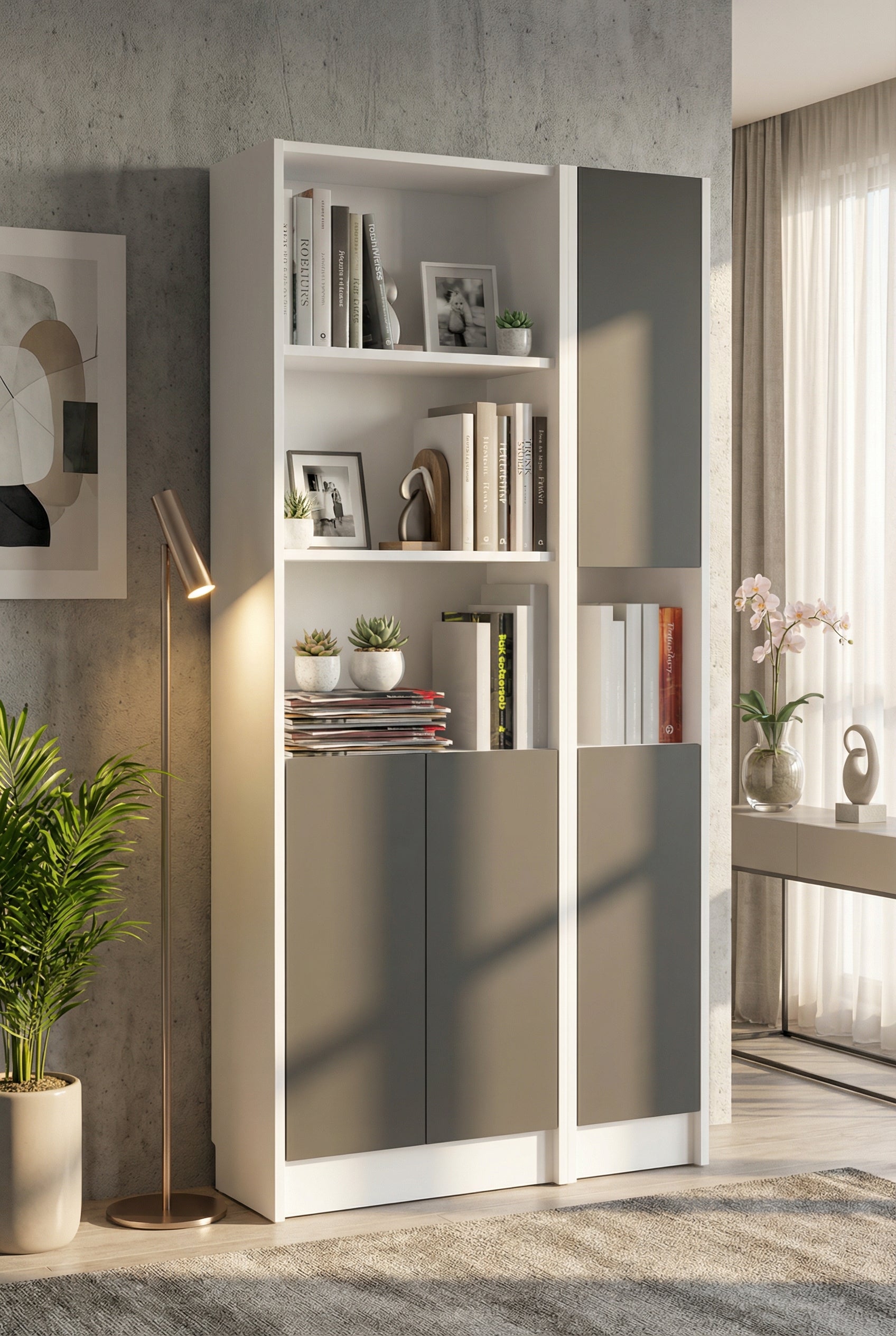 Flat85 Kitaplık Kütüphane Çok Amaçlı Dolap