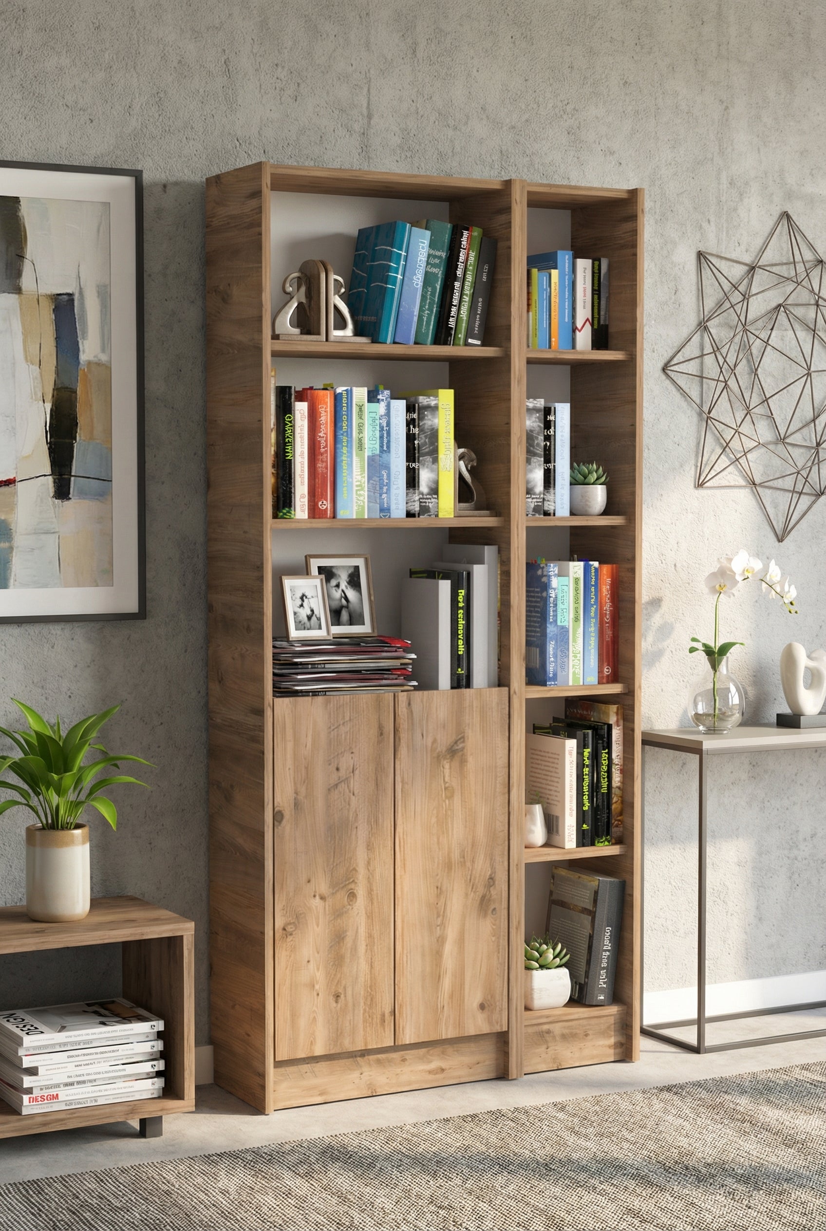 Flat85 Kitaplık Kütüphane Çok Amaçlı Dolap