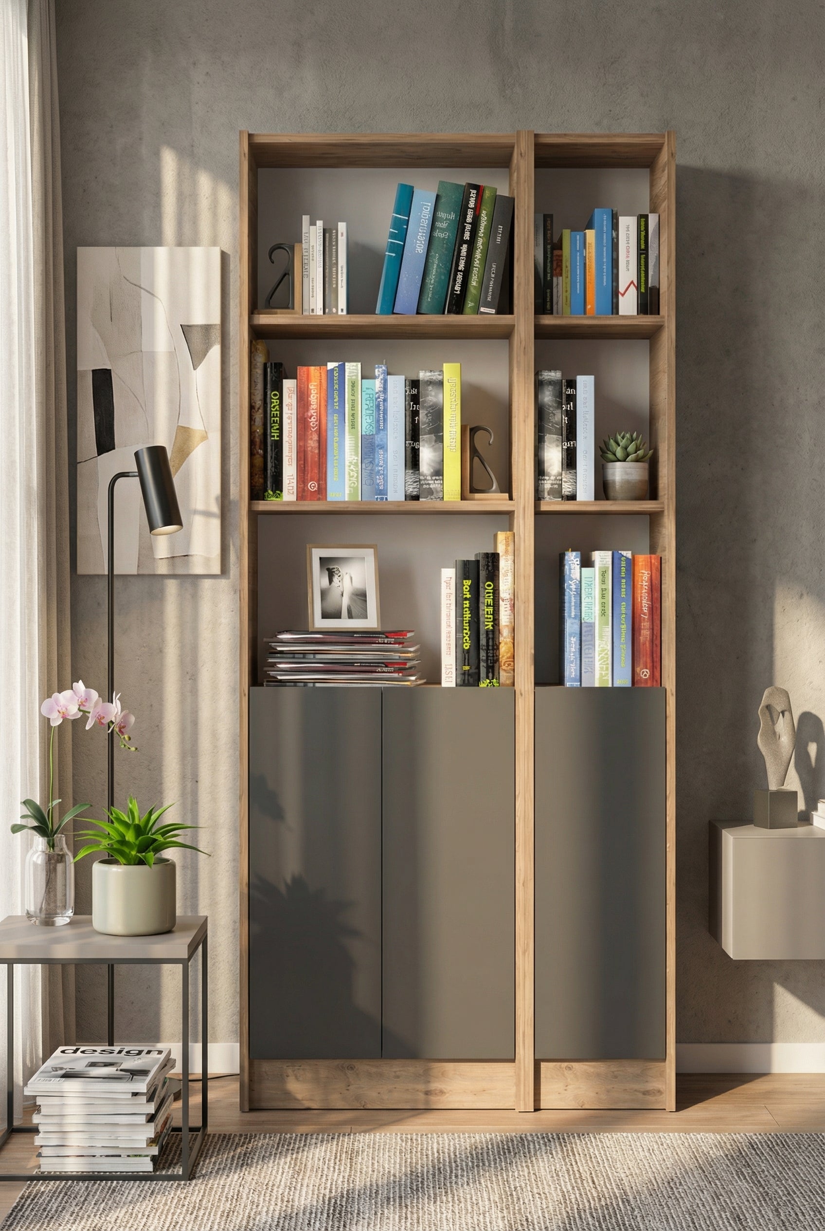 Flat85 Kitaplık Kütüphane Çok Amaçlı Dolap