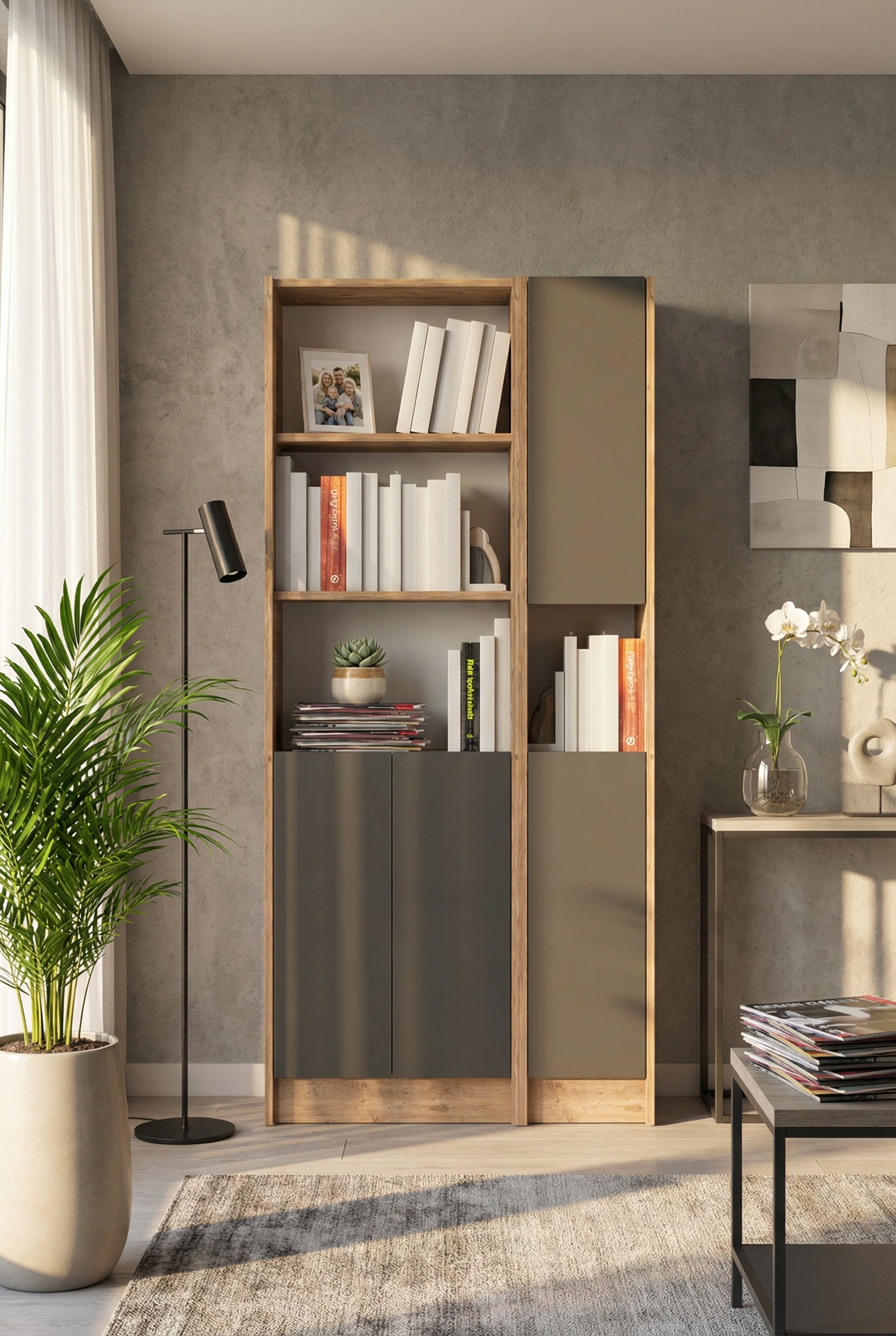Flat85 Kitaplık Kütüphane Çok Amaçlı Dolap