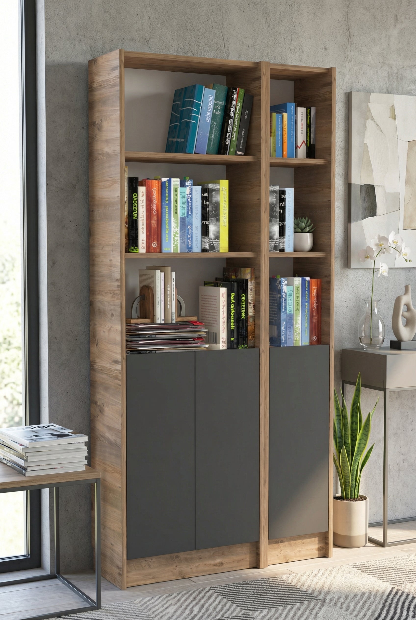 Flat85 Kitaplık Kütüphane Çok Amaçlı Dolap