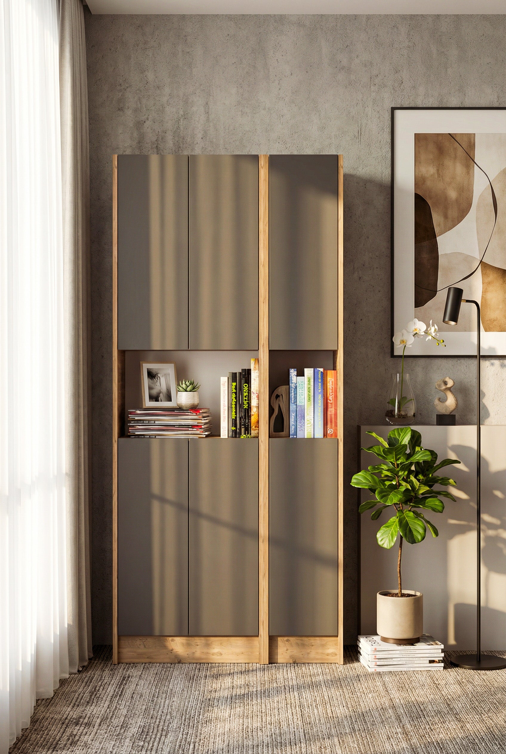 Flat85 Kitaplık Kütüphane Çok Amaçlı Dolap