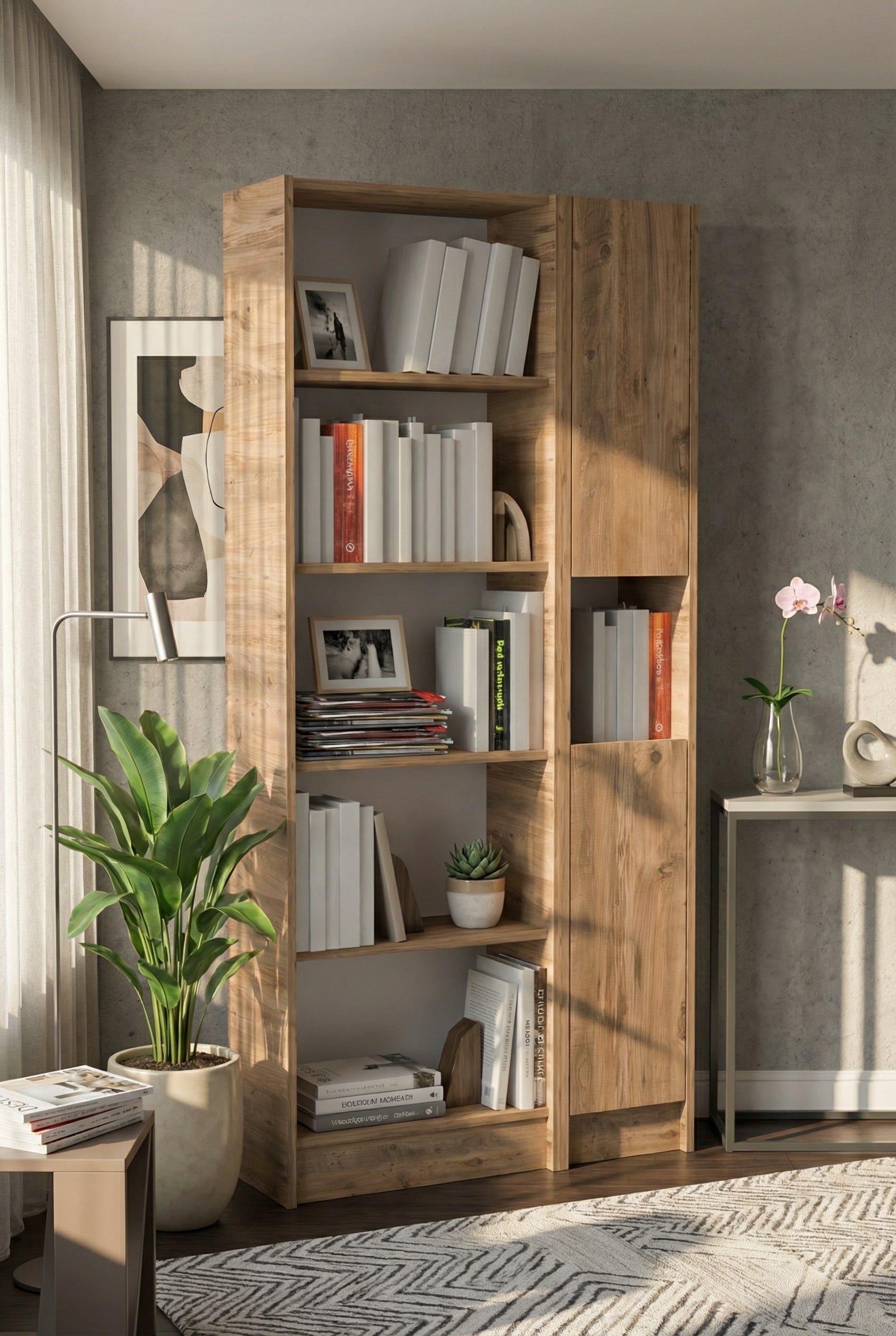 Flat85 Kitaplık Kütüphane Çok Amaçlı Dolap